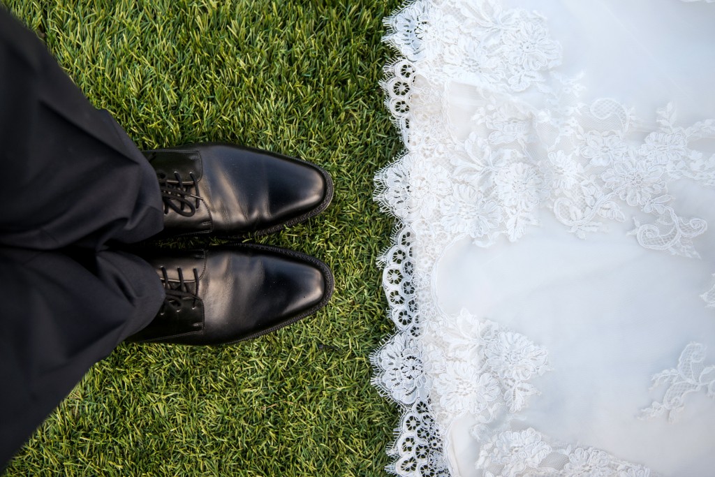 bride and groom shoes